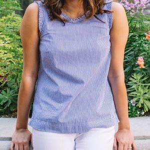 J.Crew sleeveless blue and white blouse